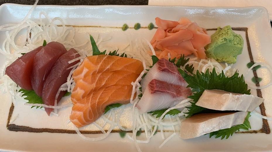 Sashimi Dinner · Chef Selection of various Sashimi, served with Rice and Salad