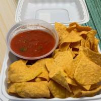Family Size Chips + Salsa  · Serves about 4 to 5 people. Comes with a 9x9 Container of Chips and a Medium (12oz) Containe...