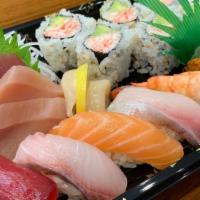 Sushi & Sashimi Platter  · Chef's choice of seven pieces sashimi, six pieces nigiri sushi and six pieces California roll.