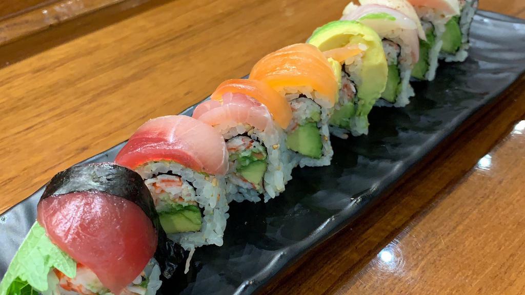 Rainbow Roll  · California roll, topped with chef’s choice of assorted fish.