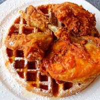 Chicken 'n Waffles · Belgian waffle topped with fried chicken. A Diner Favorite!!
Served with syrup and butter. A...