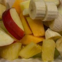 Fresh Fruit Cup · A side of Melon, Cantaloupe, Pineapple, strawberries, apples, and bananas.