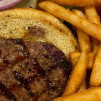 Hamburger · Half a pound of 100% certified angus beef Burger. 
Served with sides of lettuce,tomatoes, on...