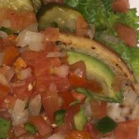 Baja Chicken Burger · Pepper jack cheese, avocado, bacon, and salsa.