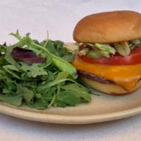 North Light Steam Burger · Thin patty of brisket/chuck blend, cheddar cheese, lettuce, onion, tomato, not-so-secret sau...