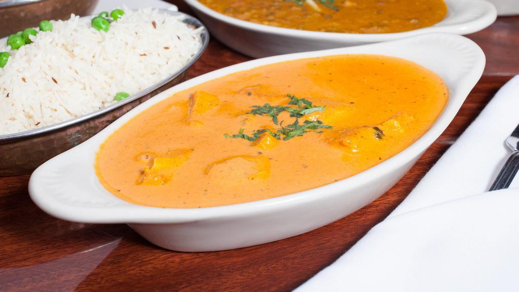 Chicken Tikka Masala · Roasted chicken breast cooked in creamy tomato and onion sauce.