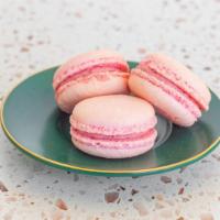 Raspberry Macaron · Our raspberry macarons are made with fresh raspberry puree mixed into our silky buttercream