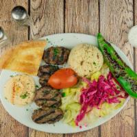 Kofte Burger · ground lamb and beef served wiith fries