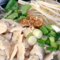 Chicken Noodle Soup · Choice of noodles with chicken slices and bean sprouts in chicken broth.