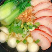 Bbq Pork and Fish Ball Noodle Soup · Choice of noodles with barbequed pork slices, minced pork, sliced fish cake, fish balls, and...