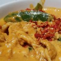 Panang Curry · thai panang curry with coconut milk, bell peppers, and basil.