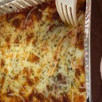 Four Cheese Lasagna · feta cheese, mozarella cheese, ricotta cheese, parmesan cheese, marinara sauce, fresh garlic...
