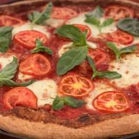 Margherita · Fresh mozzarella, roma tomatoes and fresh basil