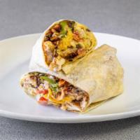 Chicken & Bacon Ranch Wrap · Grilled chicken, bacon, Cheddar, grilled onions and peppers, lettuce, tomatoes and ranch dre...