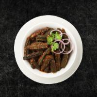 Okra Masala (Vegan) · Okra cooked with fried onions and tomatoes