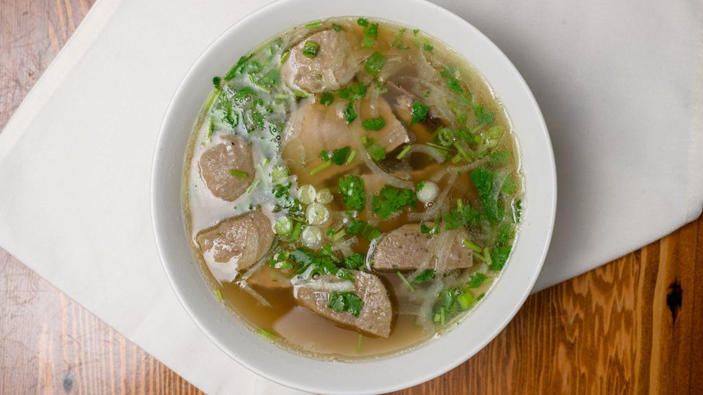 Beef Combo Pho · Thin slices of steak, brisket, flank and meatballs.