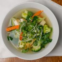 Vegetarian Pho · Mix of vegetables include bokchoy, carrots, broccoli and tofu. (All Pho soups served with si...