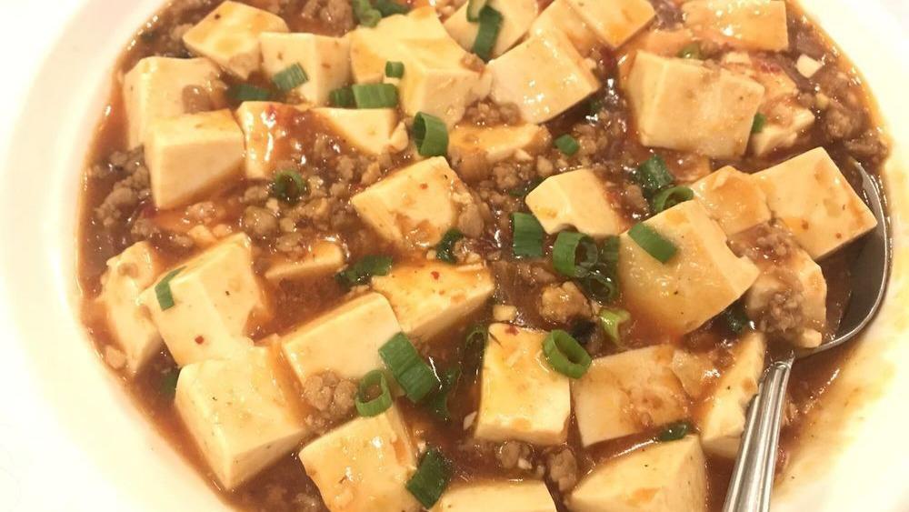 Mapo Tofu · Tofu with or without minced pork in a spicy Szechuan sauce.