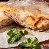 Supreme Calzone · Favorite. Pepperoni, mushrooms, salami, red onions, red peppers, and sausage.