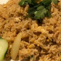 Thai Style Fried Rice · Fried rice with your choice of meat, egg, white onion, green onion and tomatoes topped with ...