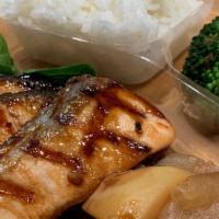 Salmon Teriyaki · Grilled Atlantic salmon with teriyaki sauce