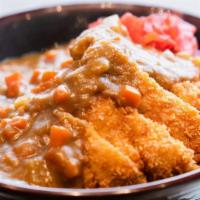 Curry Tonkasu · Fried pork chop with curry house sauce.