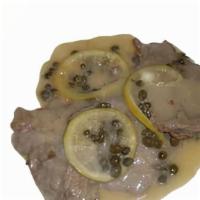 Veal Piccata · veal sautéed with cappers (sauce is a reduction of white wine, butter, and lemons)