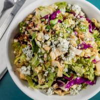Poor House Salad · Gluten-free. Mixed greens, chopped apples, candied pecans and crumbled blue cheese with home...