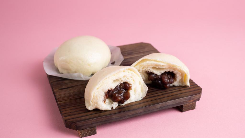 (2) Red Bean Bao · Two Soft, fluffy, and pillowy steamed buns filled with sweet red bean. Dairy Free!