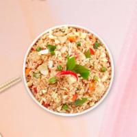 Basil Bravo Fried Rice · Spicy fried rice Thai style with onions, bell peppers, fresh chili, garlic, and Thai basil.