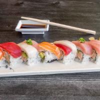 3. Rainbow Roll · Raw. Cucumber, avocado, and crab; topped with assorted raw fish.

Consuming raw or undercook...