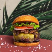 M&C Combo Vegan Burger · Seasoned vegan burger patty topped with mushrooms, vegan cheese, lettuce, tomato, onion, and...