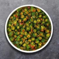 Okrrr Masala  · Diced fresh okra, sautéed with onions, garlic and spices till crisp.