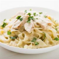 White Sauce Fettuccine Pasta · Fettuccine pasta smothered with fresh warm white sauce.