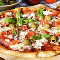 Greek Box (Small) · Mozzarella, pesto sauce, spinach, red onions,Roma tomatoes, feta, kalamata.