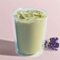 Lavender Matcha Latte · Organic ceremonial-grade matcha, spirulina, vanilla, lavender, comes with oat milk by Oatly.
