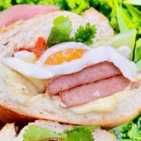 Spam & Egg Sandwich · Fried spam & 2 eggs Banh Mi