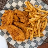 Chicken Tenders With Fries · Breaded, chicken tenders fried to perfection with a side of French fries.