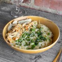 Chicken Run Pasta · Fettuccine alfredo Sauce with: grilled chicken, topped with parmesan cheese, green onions an...