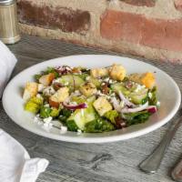 Greek Salad Bowl (Specialty Salads) · Lettuce, red onions, tomatoes, cucumbers, kalamata olives, croutons, feta, balsamic vinaigre...