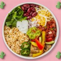 BYO Bowl · Cilantro lime rice and peruvian beans served with your choice of protein and toppings!