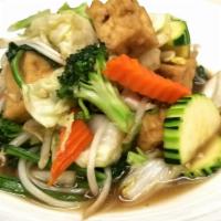 Pad Pak Ruam · Stir fried mixed vegetables; broccoli, carrots, cabbage, bean sprouts, mushroom and spinach....
