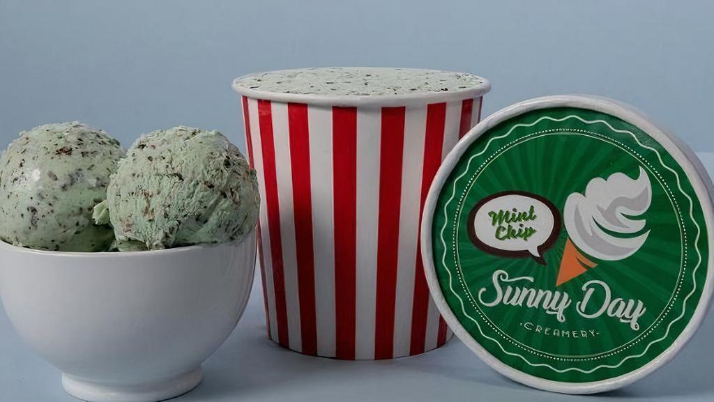 Sunny Day  Mint Chocolate Chip Ice Cream  (Pint) · Creamy and speckled with chocolate chips balanced with a vibrant mint flavor.