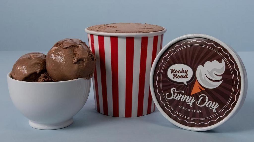 Sunny Day Rocky Road Ice Cream (Pint) · An unforgettable adventure of rich chocolate, gooey marshmallows, and crunchy California almonds.