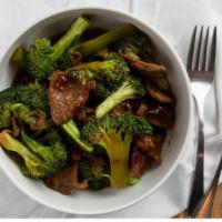 Beef with Fresh Broccoli · Tender seasoned beef slices, sautéed with broccoli in a savory brown sauce.