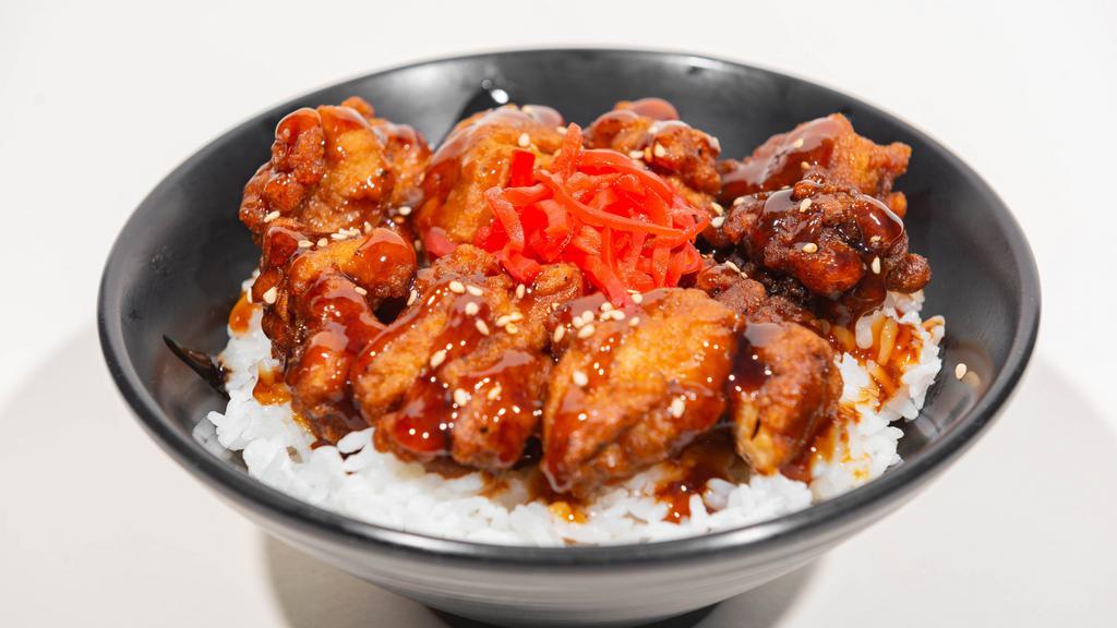 5. Karaage Don · Japanese style fried chicken with teriyaki sauce.