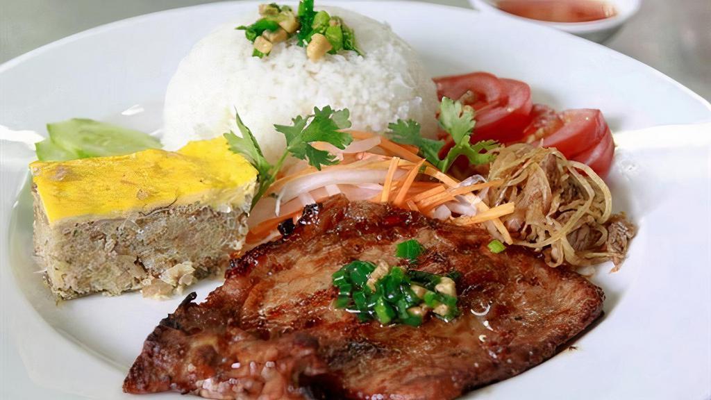 50b. Com Tam Suon Cha · BBQ Pork Chops, Egg Cake over Broken Rice