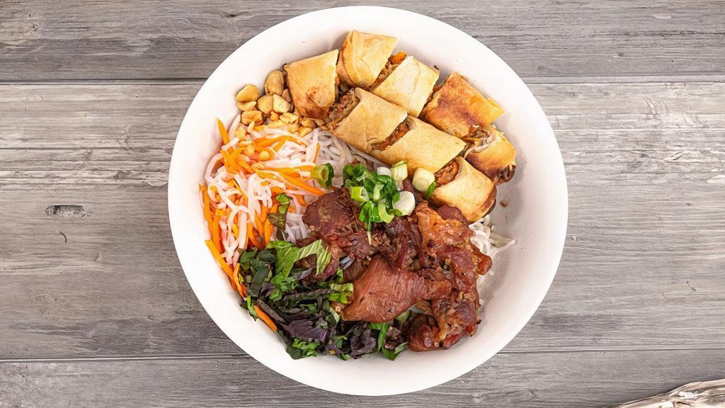 38. Bun Cha Gio Thit Nuong · Vermicelli Noodles with Egg Rolls, BBQ Pork