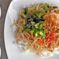 52. Banh Tam Bi Tom Chay · Soft Noodles Mixed with Shredded Pork and Ground Shrimp