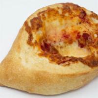 Pisano Bread · Crisp French Loaf with Tomato Sauce & Topped with Pizza Cheese.